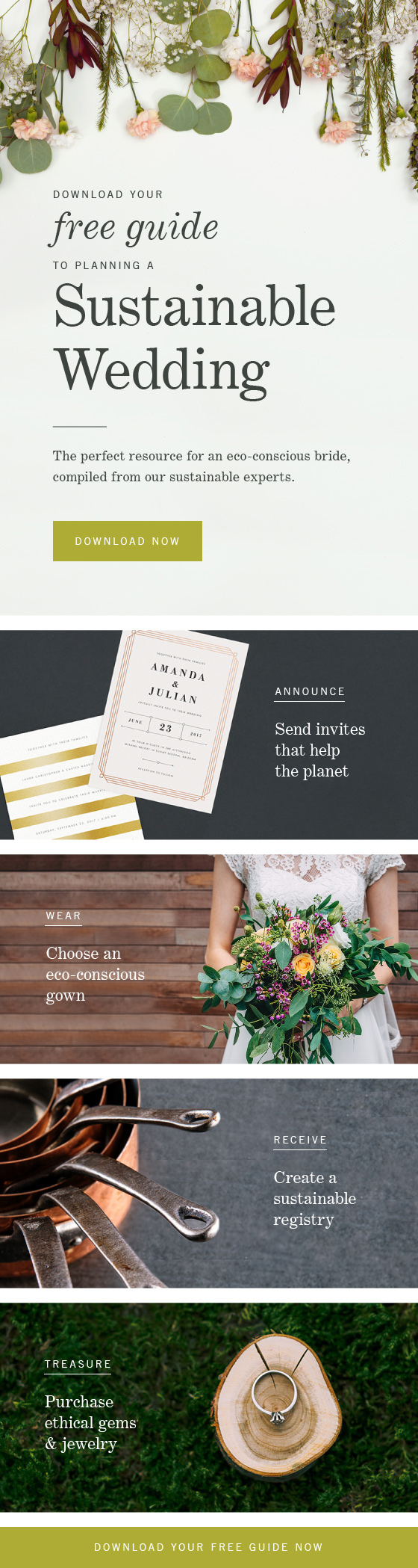 Free guide on planning a sustainable wedding 
