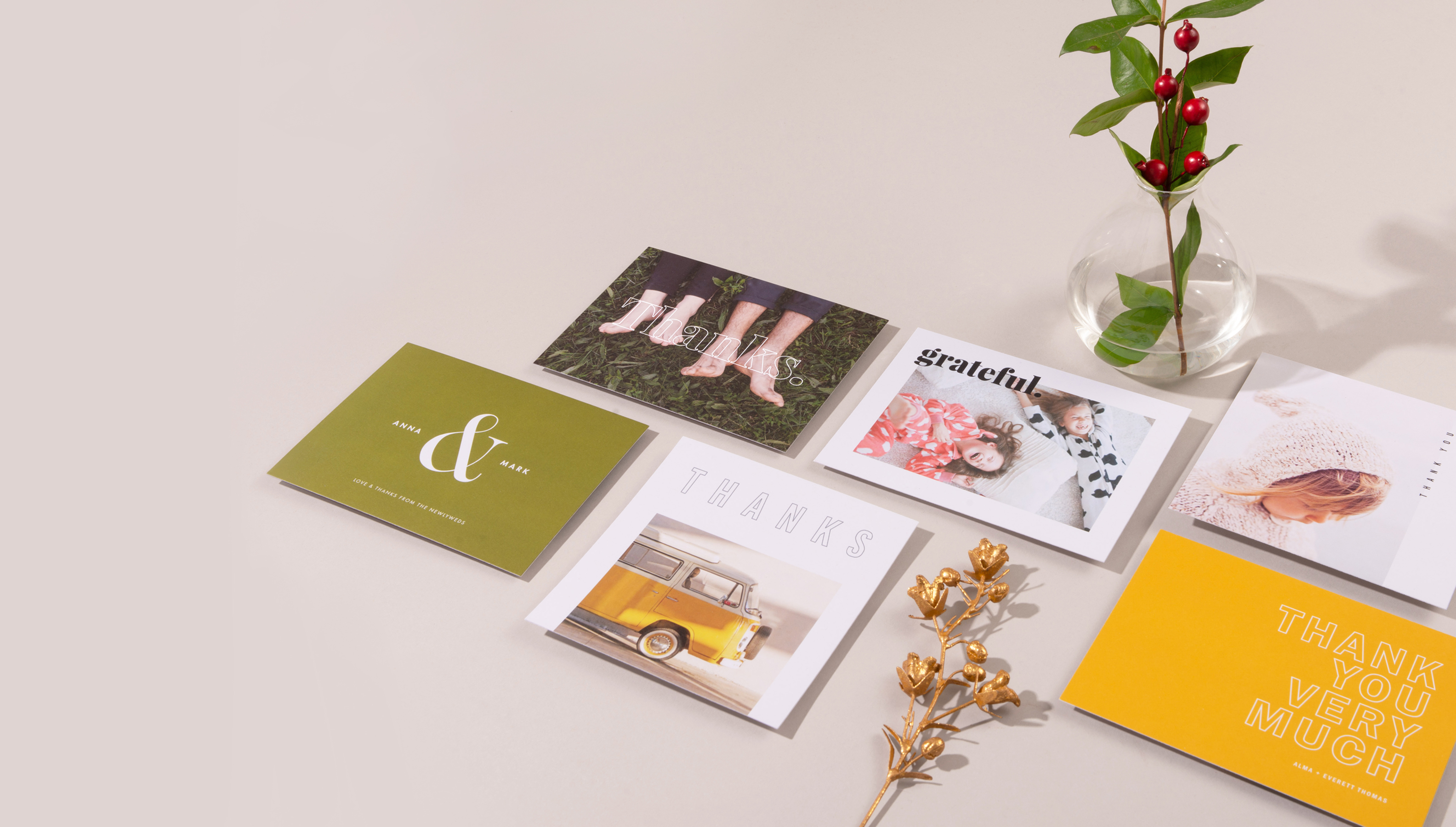 50 x Personalised Handmade Wedding Thank You Cards